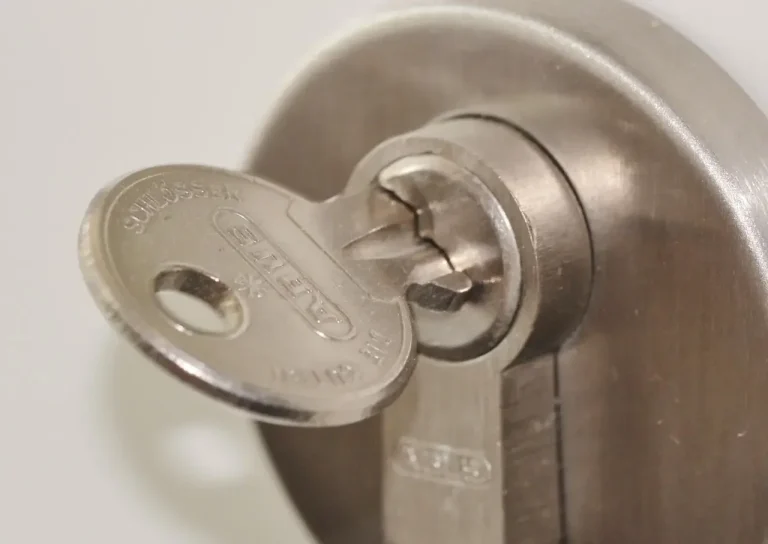 Key inserted in a euro door cylinder – how to check anti-snap locks on Castleford doors, a Locksmith Castleford guide